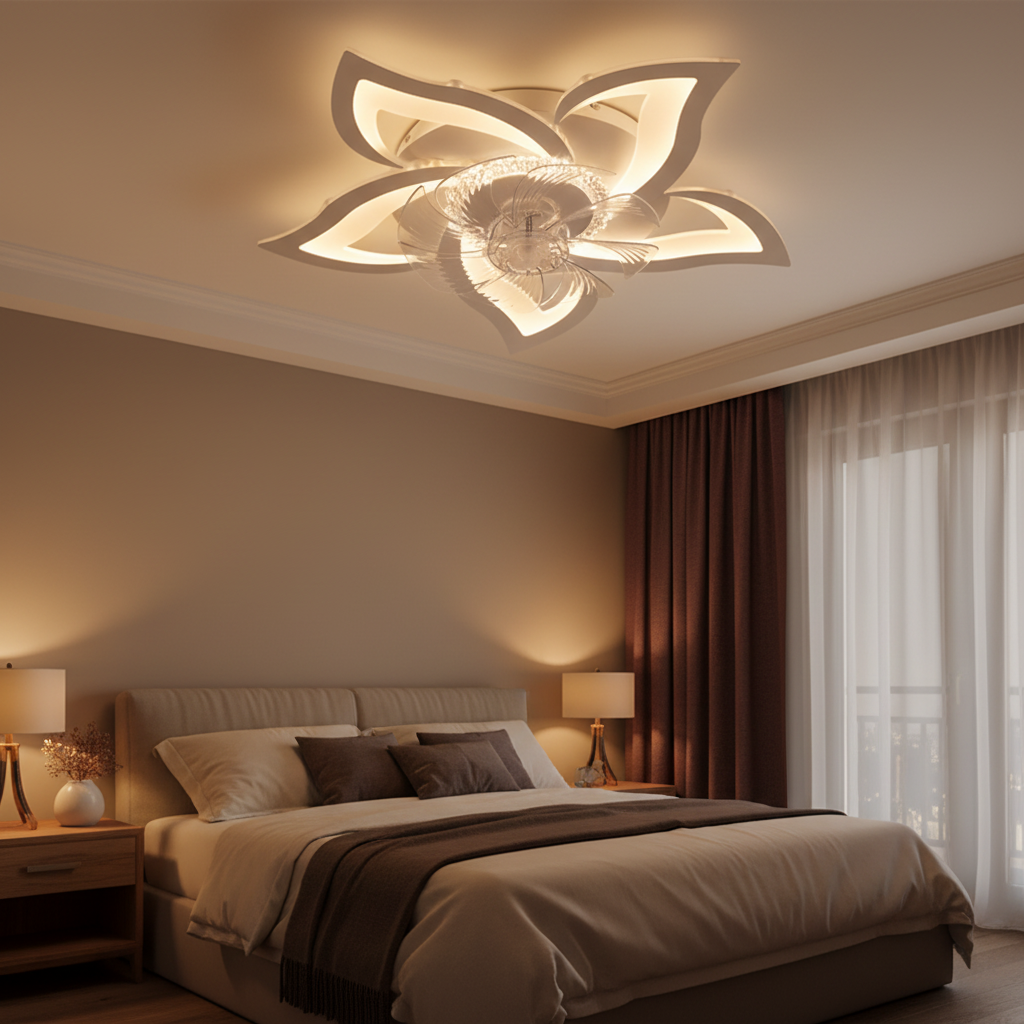 Ventilateur de Plafond Forme Fleur avec Télécommande